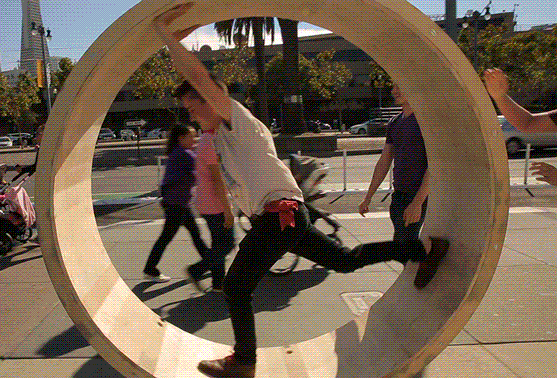 Human Hamster Wheel City Roll GIF