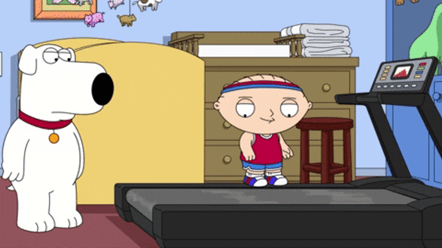 Humorous Family Guy Stewie Exercising GIF