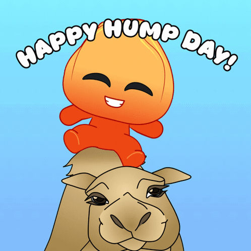 Hump Day Greeting Card with Camel and Cartoon Character