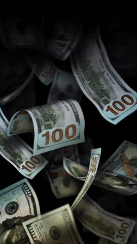 Hundred Dollar Bills Falling