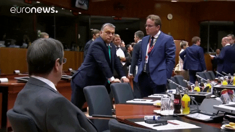 Hungary's Viktor Orban Stretching GIF