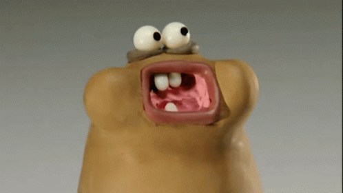 Hungry Chewing Monster Brown GIF