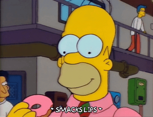 Hungry Homer Simpson Donut Smacks Lips GIF