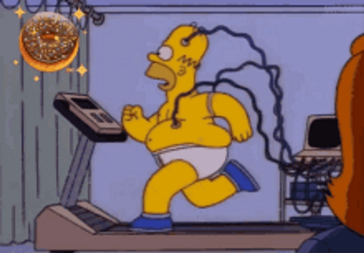 Hungry Homer Simpson Funny Exercising Cholate Glazed Donut GIF