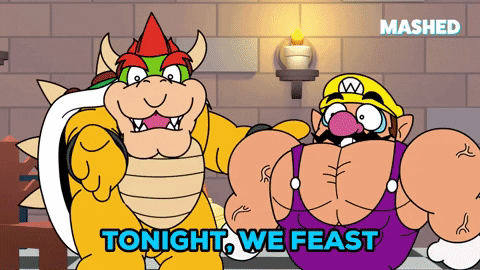 Hungry Wario Feasting GIF