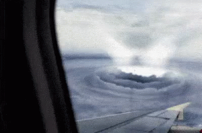 Hurricane View From Airplane Window