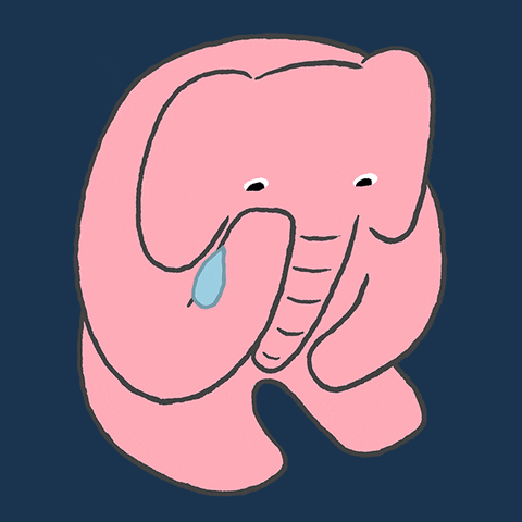 Hurt Sad Crying Animated Pink Elephant GIF