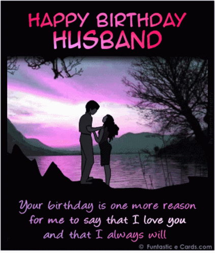 Husband Birthday Card Man And Woman Silhouette GIF