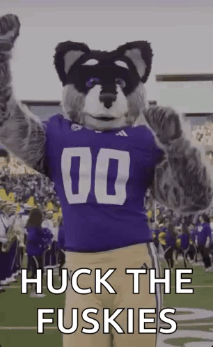 Husky Mascot Saying Huck The Fuskies