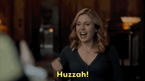 Huzzah Cheerful Rose Mciver GIF