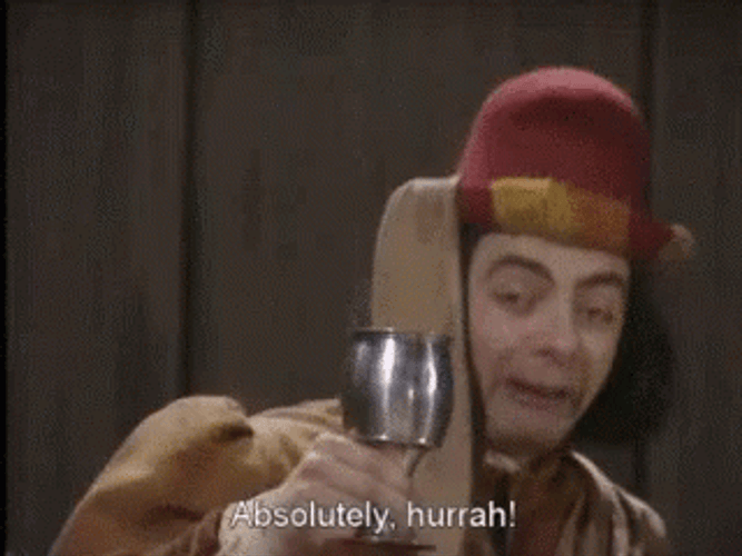Huzzah Drunk Mr Bean Rowan Atkinson GIF