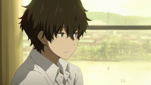 Hyouka Oreki Chitanda Shy Awkward GIF