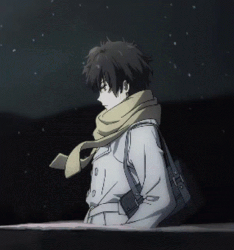 Hyouka Oreki Sad Snowy Night GIF
