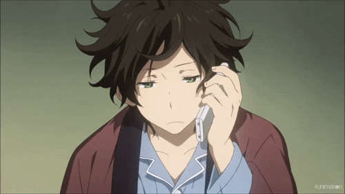 Hyouka Oreki Sleepy Phone Call GIF