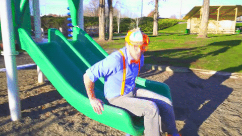 Hyper Blippi Playing Slide GIF