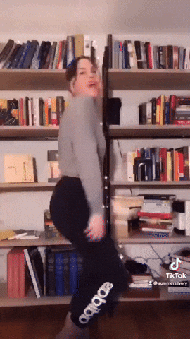 Hyper Lady Jumping Inside Her Room GIF