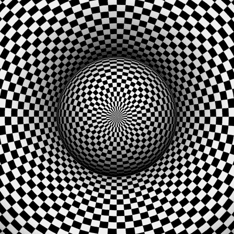 Hypnotic Optical Illusion Black And White Chess Grid GIF