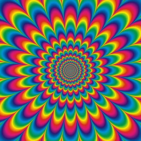 Hypnotic Optical Illusion Blooming Rainbow Flower GIF