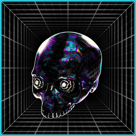 Hypnotic Optical Illusion Rainbow Crystal Skull GIF
