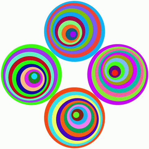 Hypnotic Optical Illusion Spinning Rainbow Swirls GIF