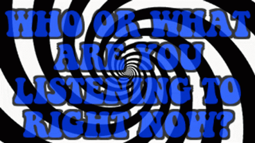 Hypnotic Spiral Black And White Blue Words GIF