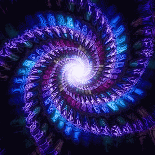 Hypnotic Spiral Blue Fossil Bones  GIF