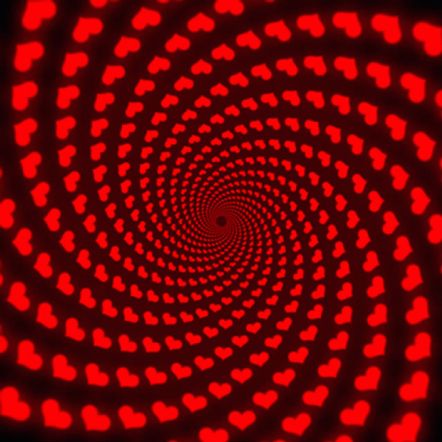 Hypnotic Spiral Red Hearts GIF