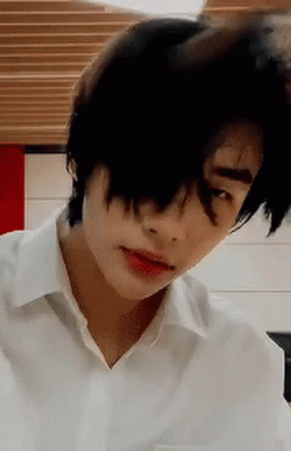 Korean Rapper Hyunjin Hair Flip GIF