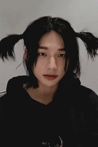 Hyunjin Pig Tails Face Palm GIF