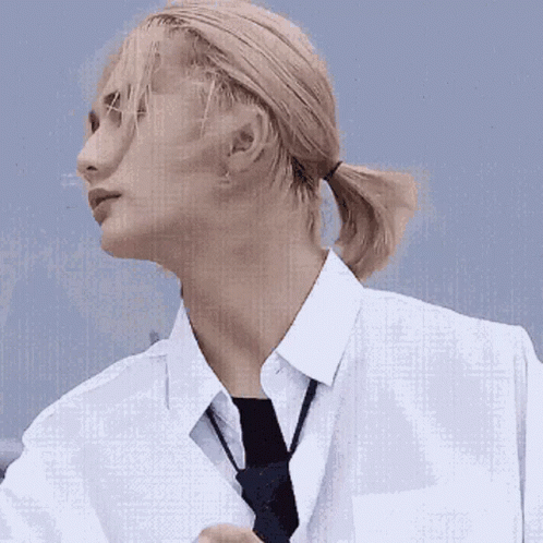 Cute Hyunjin Fixing Hair GIF