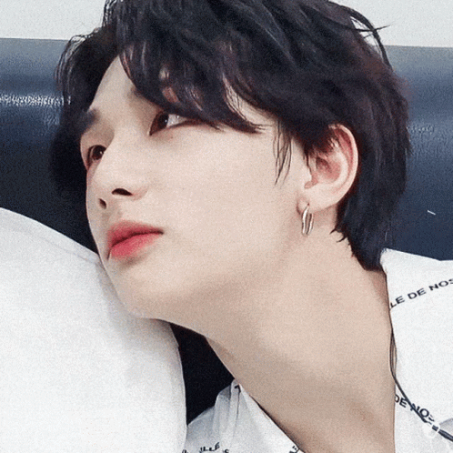 Adorable Korean Hyunjin Looking Up GIF