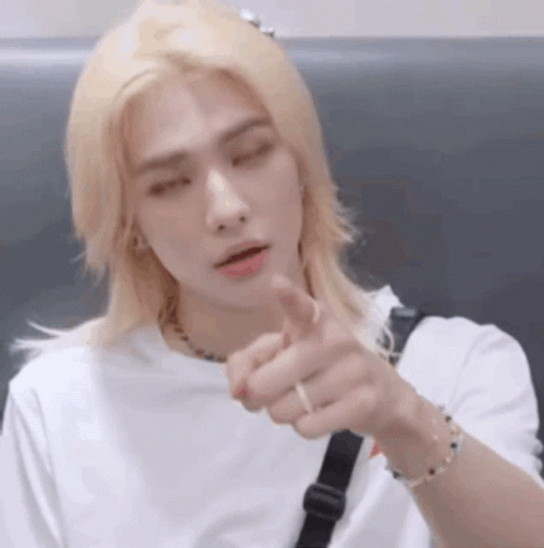 Hyunjin Fixing Blonde Hair GIF