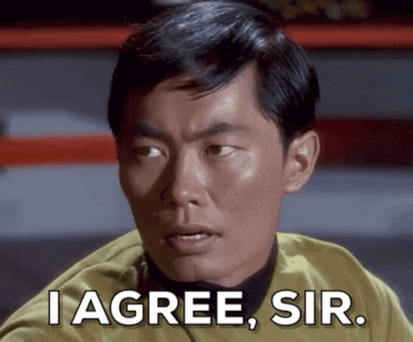 I Agree Lieutenant Hikaru Sulu GIF