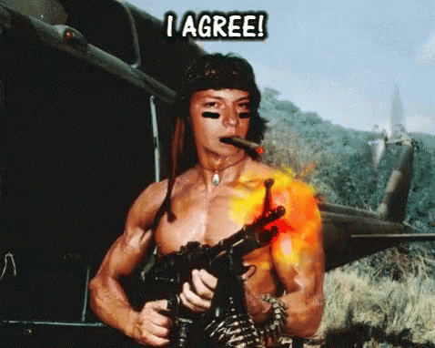 I Agree Rambo Machine Gun GIF