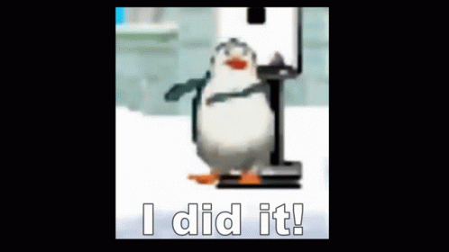 I Did It Pixelated Penguin Happy Dance GIF