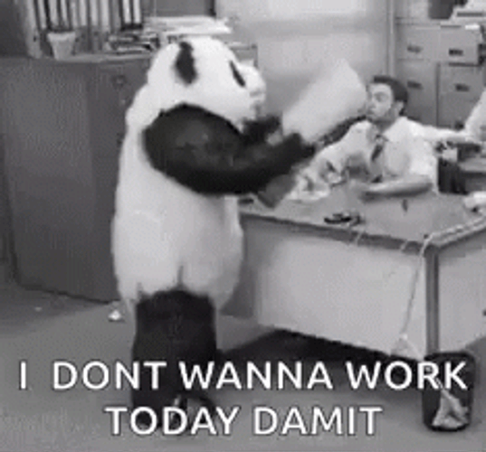 I Don't Wanna Work Panda GIF 