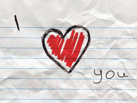 I Heart You Crumpled Paper Drawing GIF