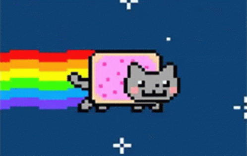 I Like To Move It Move It Pixelated Cat Rainbows GIF