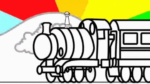 I Like Trains Rainbow Sky GIF