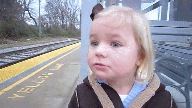 I Like Trains Wows Blond Girl GIF