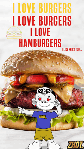 I Love Burgers and Fries Poster