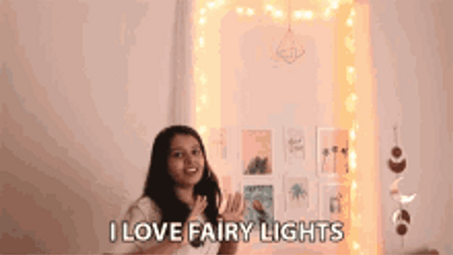 I Love Fairy Lights Wall Design GIF