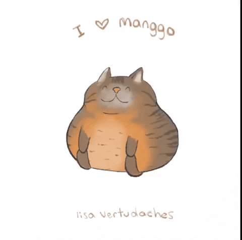 I Love Mango Chubby Cute Cat Fun Roll GIF