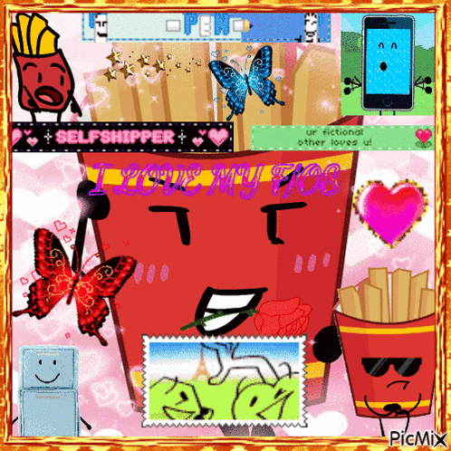 I Love My Fries Cartoon Collage GIF