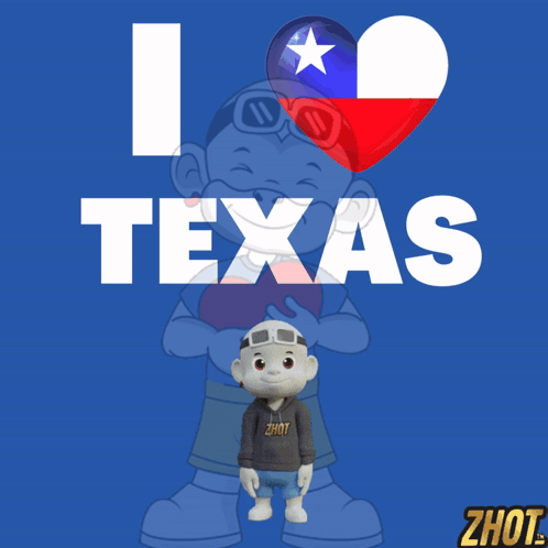 I Love Texas Poster with Cartoon Boy