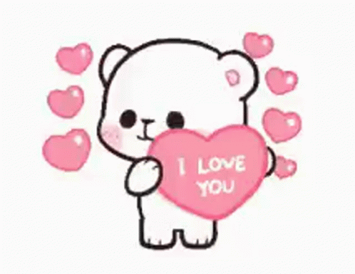 I Love U Cute Heart Milk Bear Cartoon GIF