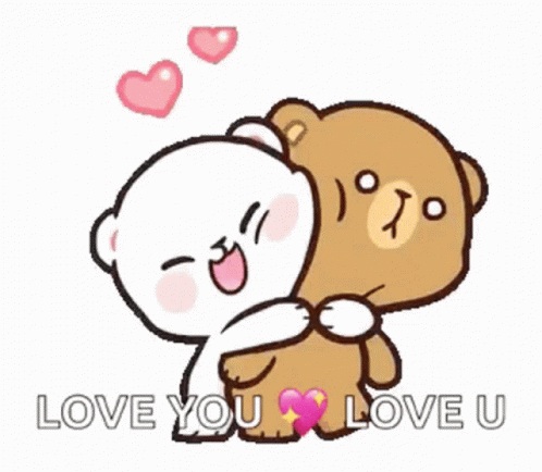 I Love U Hug Milk And Mocha Bear Cartoon GIF