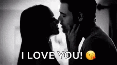 I Love U Kissing Couple GIF