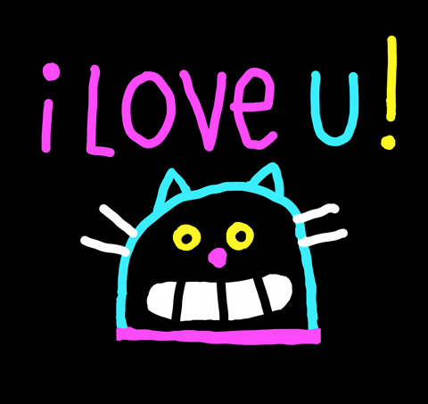 I Love U Neon Cat GIF