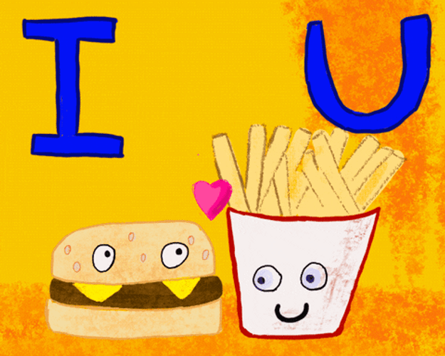 I Love You burger fries gif.